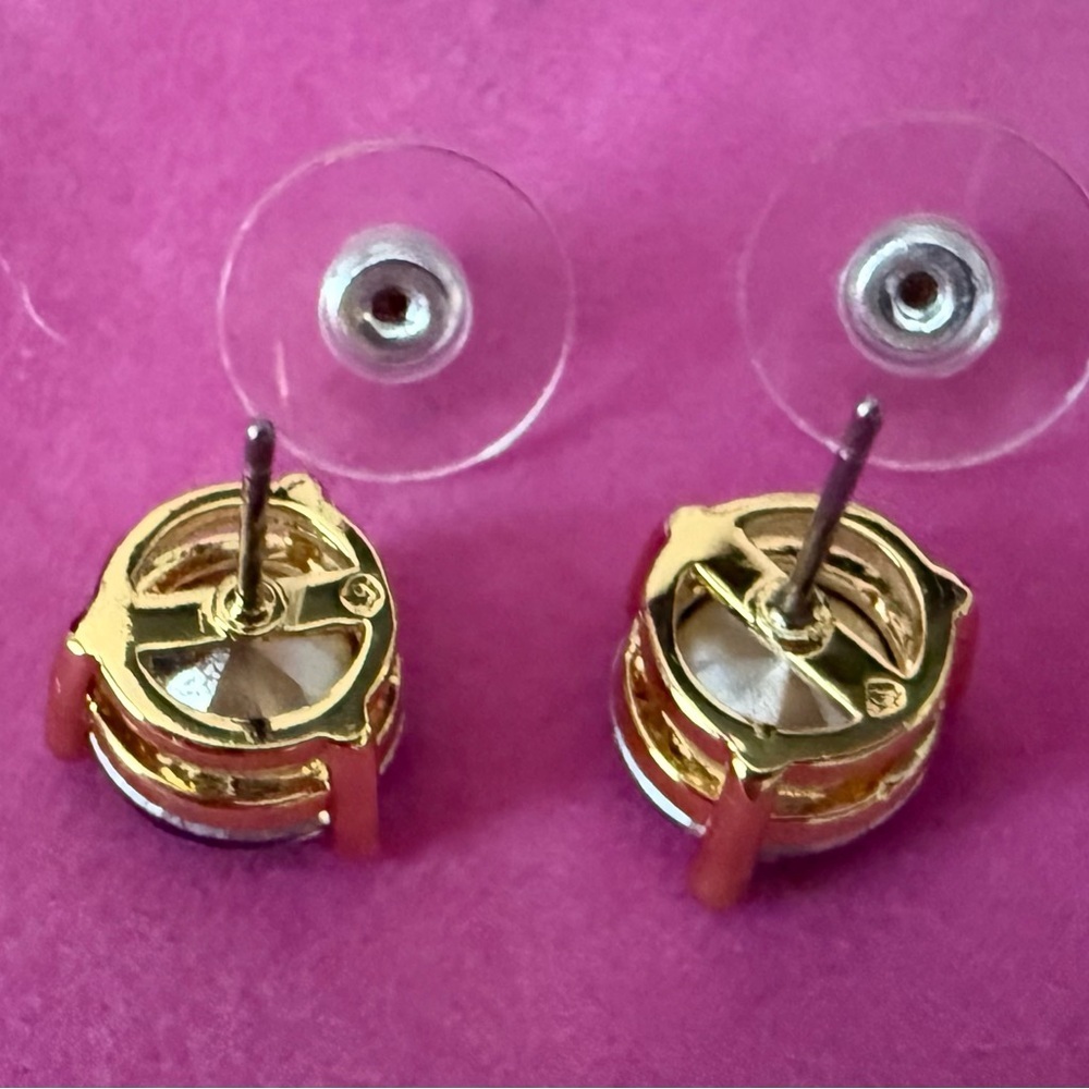 KATE SPADE RHINESTONE AND GOLD STUD EARRINGS. - Picture 3 of 7